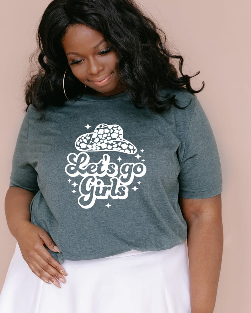 Front of a model wearing a size Large Let's Go Girls Leopard Hat in Forest by Simply Sage Market. | dia_product_style_image_id:281517